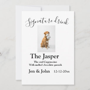 Signature drink add pet photo name date year text invitation