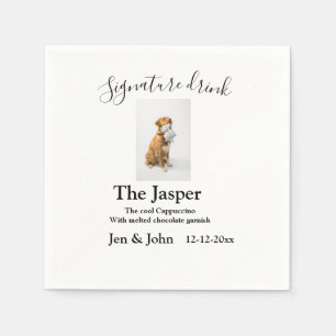 Signature drink add pet photo name date year text  napkin