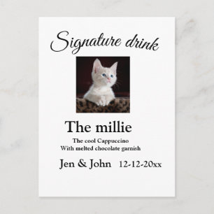 Signature drink add pet photo name date year text postcard
