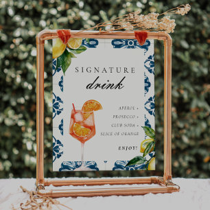 Signature Drink Aperol Positano Bridal Shower Sign