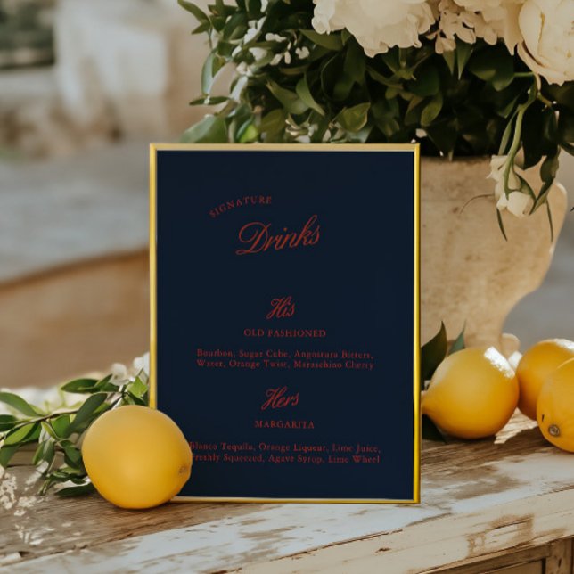 Signature Drink Deep Blue Black & Red Wedding Menu (Signature Drink Deep Blue Black & Red Wedding Menu)