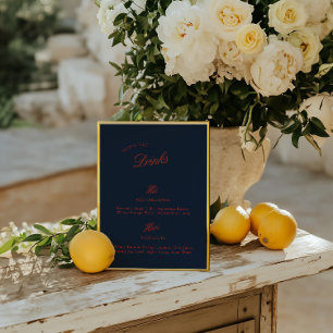 Signature Drink Deep Blue Black & Red Wedding Menu