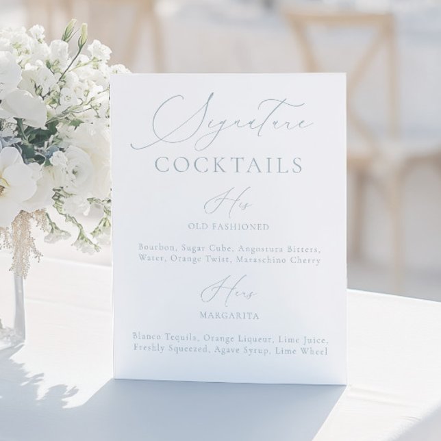 Signature Drink Dusty Blue & White Wedding Menu (Signature Drink Dusty Blue & White Wedding Menu)