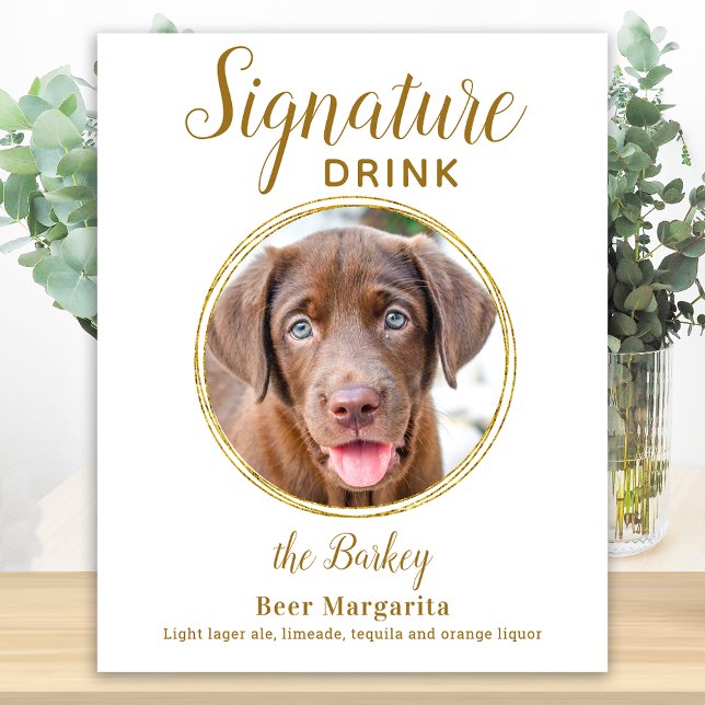 Signature Drink Elegant Gold Pet Wedding Photo Poster (Creator Uploaded)