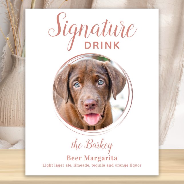 Signature Drink Elegant Rose Gold Pet Wedding Poster (Creator Uploaded)