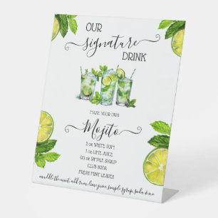 Signature Drink, Mojito Recipe Bridal Shower Drink Pedestal Sign