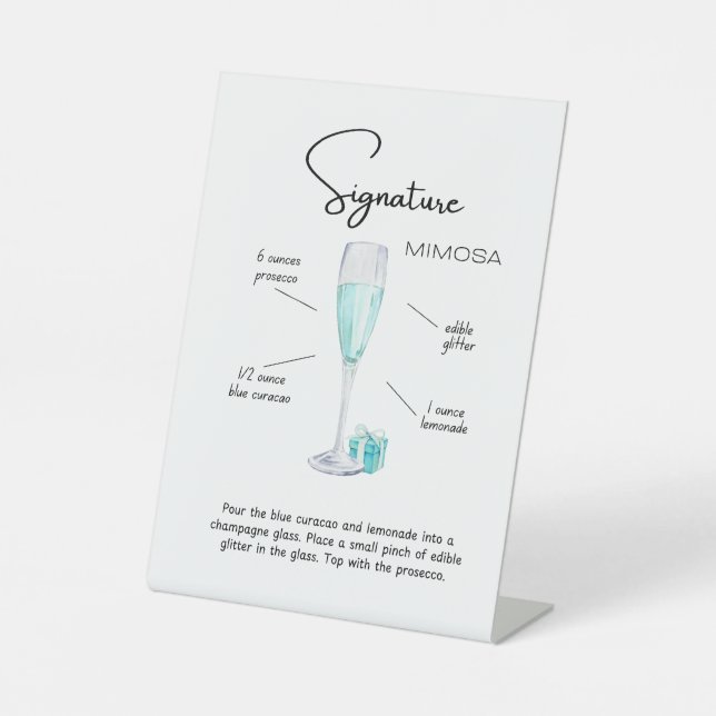 Signature Drink Recipe Bar Sign | Mimosa Cocktail (Front)
