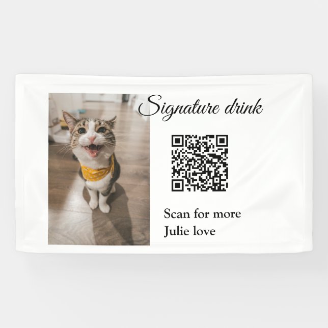 Signature drink scan QR code add pet photo name  Banner (Horizontal)