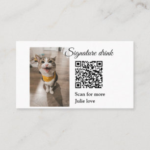 Signature drink scan QR code add pet photo name  Business Card