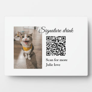 Signature drink scan QR code add pet photo name  Plaque