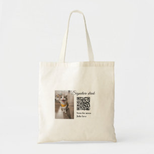 Signature drink scan QR code add pet photo name Tote Bag