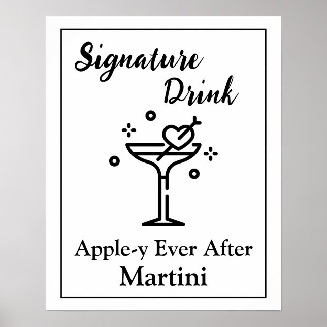 Signature Drink Sign for Wedding Bar Martini (Front)