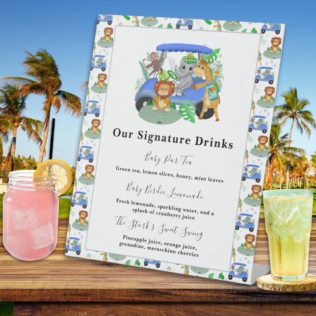 Signature Drinks Baby Boy Elephant & Monkey Golf  Pedestal Sign (Creator Uploaded)