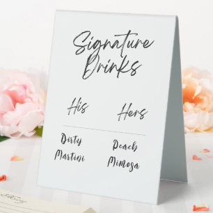 Signature Drinks Black & White Script Wedding