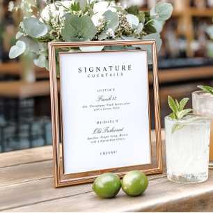 Signature Drinks Elegant Simple Wedding Bar Sign