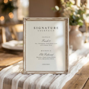 Signature Drinks Elegant Simple Wedding Bar Sign