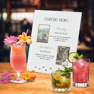 Signature Drinks Gold Pet Wedding Photos Pedestal Sign