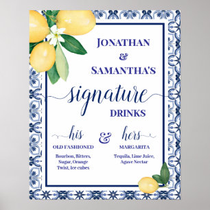 Signature Drinks Mediterranean Wedding Reception Poster