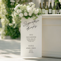 Signature Drinks Minimalist Black & White Bar Menu