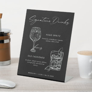 Signature Drinks Minimalist Black & White Pedestal Sign