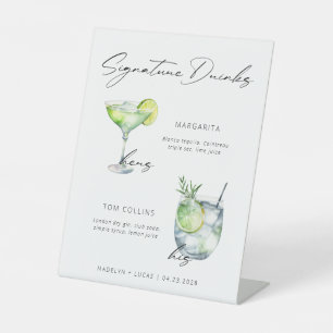 Signature Drinks Minimalist Black White Pedestal Sign