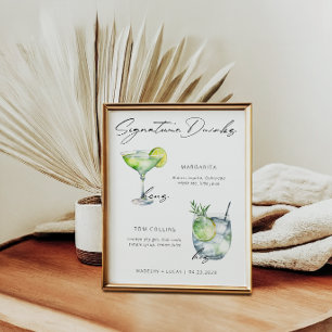 Signature Drinks Modern Black White  Poster