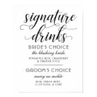 Signature Drinks Modern Black White Script Wedding