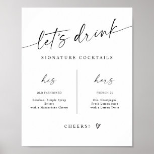 Signature Drinks Modern Handwritten Wedding Sign