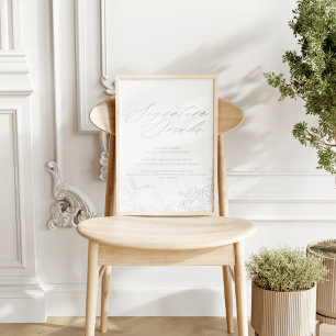 Signature Drinks Modern Vintage Blue Wedding Poster