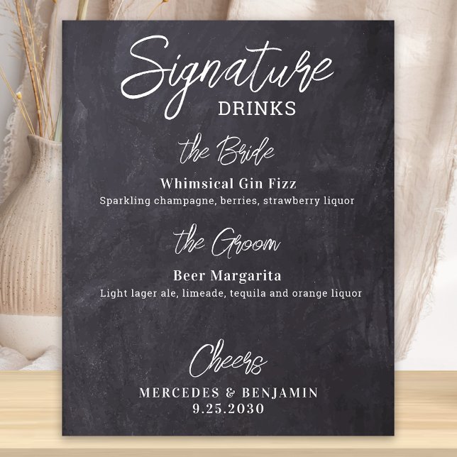 Signature Drinks Personalised Rustic Wedding Bar Poster (Creator Uploaded)