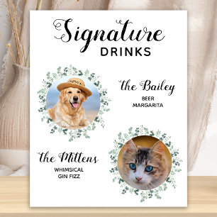 Signature Drinks Pet Wedding Cocktail Poster