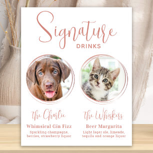 Signature Drinks Pet Wedding Rose Gold Bar  Poster