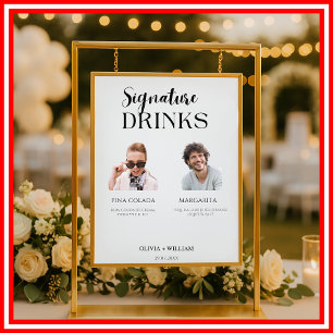 Signature Drinks Photo   Elegant Wedding Bar Menu Poster