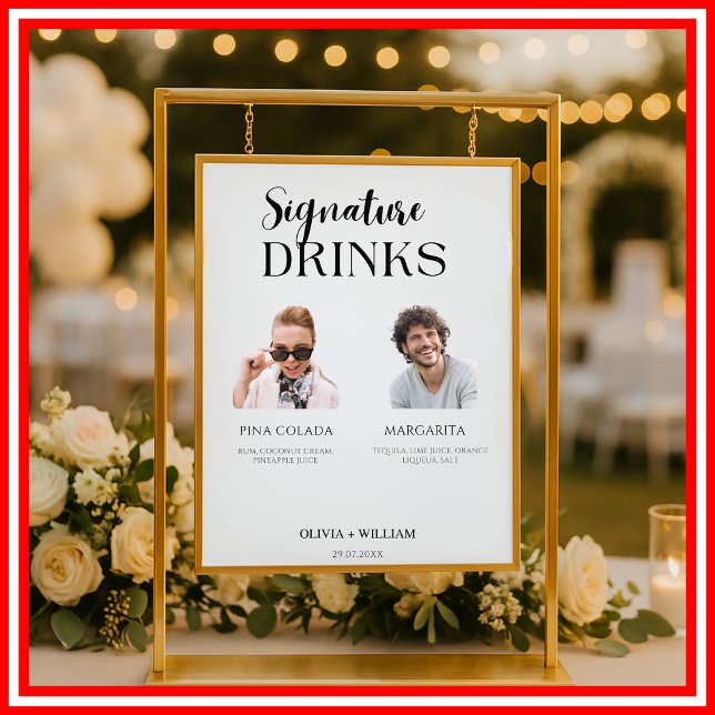 Signature Drinks Photo Wedding Bar Sign Elegant (Creator Uploaded)