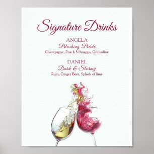 Signature Drinks Red and White Wine Dance Wedding Poster