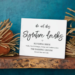 Signature drinks sign Tabletop Plaque with Easel