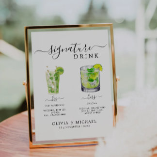 Signature Drinks Sign Template, Signature Cocktail Invitation