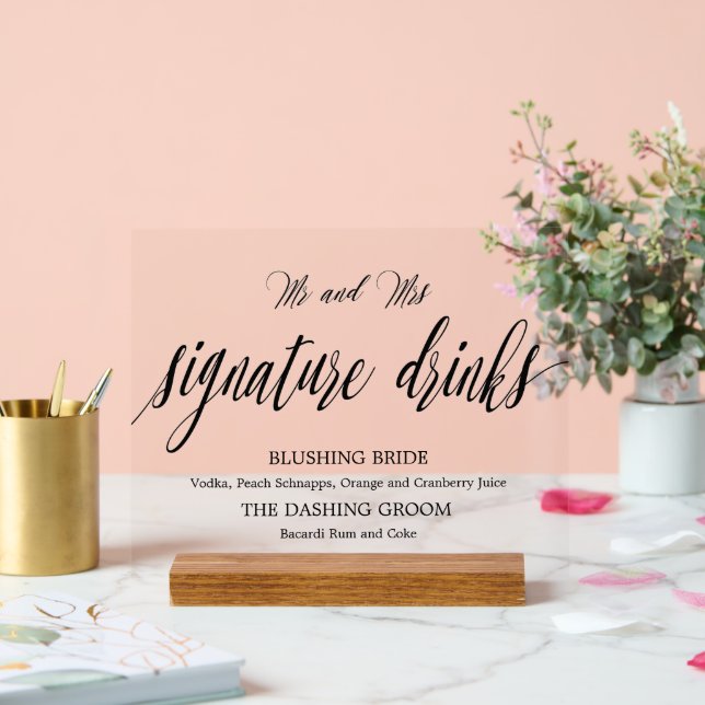 Signature drinks Wedding Acrylic sign  (Wedding)