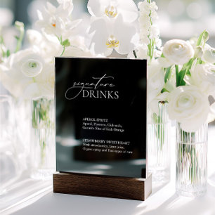 Signature Drinks Wedding Bar Black Acrylic Sign