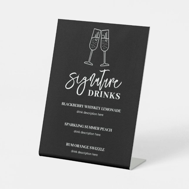 Signature Drinks Wedding Bar Pedestal Sign  (Front)