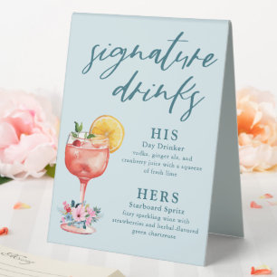 Signature Drinks Wedding Cocktail Light Blue