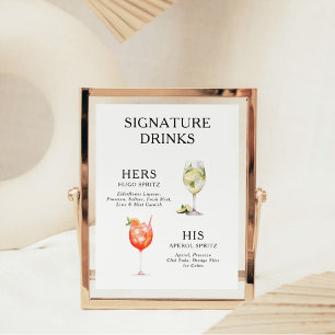 Signature Drinks Wedding Cocktail Menu Poster
