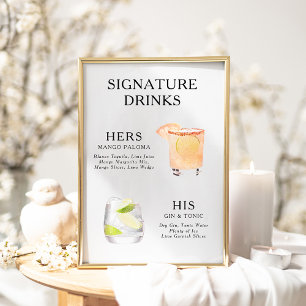 Signature Drinks Wedding Cocktail Menu Poster