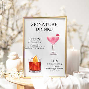 Signature Drinks Wedding Cocktail Menu Poster