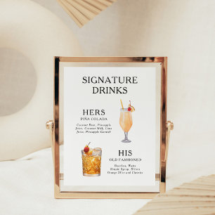 Signature Drinks Wedding Cocktail Menu Poster