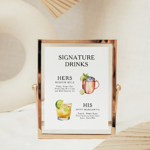 Signature Drinks Wedding Cocktail Menu Poster