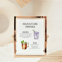 Signature Drinks Wedding Cocktail Menu Poster