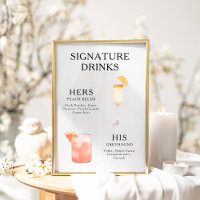 Signature Drinks Wedding Cocktail Menu Poster