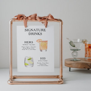 Signature Drinks Wedding Cocktail Menu Poster