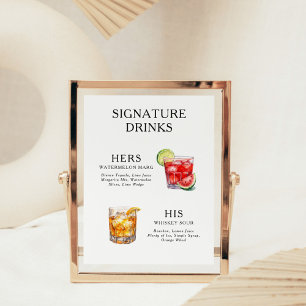 Signature Drinks Wedding Cocktail Menu Poster